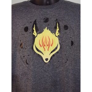 Ghostly Mystic Kitsune Fox‎ Moon Phase Graphic T-Shirt Short Sleeve XL